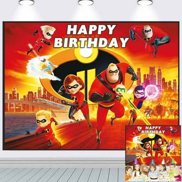 The Incredibles Birthday Banner Backdrop Background Taspestry Post Wall Decor Party Supplies