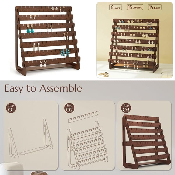 Earring Stand Wood Earring Display Stands Retro Earring Holder Jewelry Organizer
