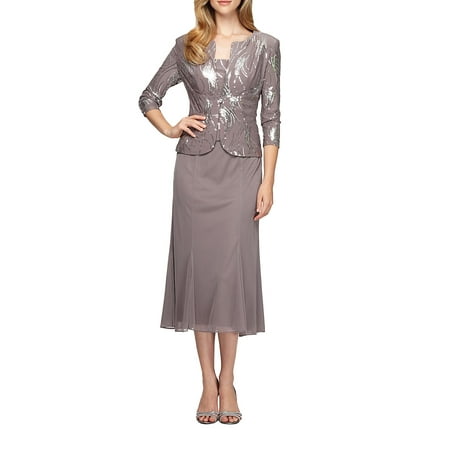 Alex Evenings Sleeveless - 2-Piece Sequined Popover Gown and Jacket
