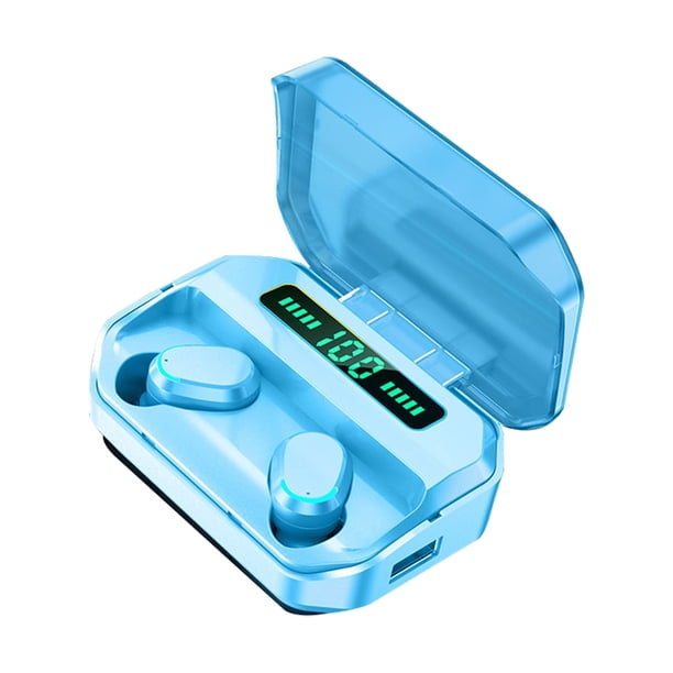 Earbud 5.0 Pantalla LED compatible con Bluetooth 10M Control táctil Tapa de silicona Teléfono inteligente Auricular auricular con caja de carga Azul Inevent EL022405-03B