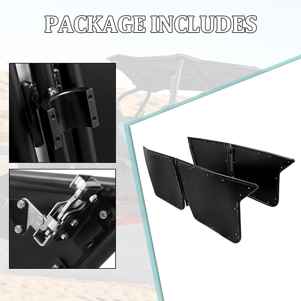 Kojem Black Aluminum Cab Doors Set for UTV Polaris RZR 4 800, XP4 900 2010 to 2014 2 Piece