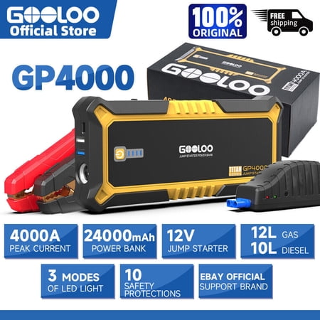 GOOLOO GP4000 4000A Jump Starter Power Bank Car Battery 24000mAh 12V Jump Box