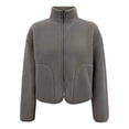 thumbnail image 1 of Chamarra George para Mujer, con Cuello Alto, Bolsillos Laterales, Textura Teddy Fleece Café Talla EG, 1 of 4
