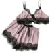 thumbnail image 1 of Gibobby traviesa Lencería Sexy Satén Correa Ropa de dormir Pijama Sin mangas Mujeres Conjuntos Top Encaje Ajuste Ropa de dormir Íntimos (Rosa, XXL), 1 of 3