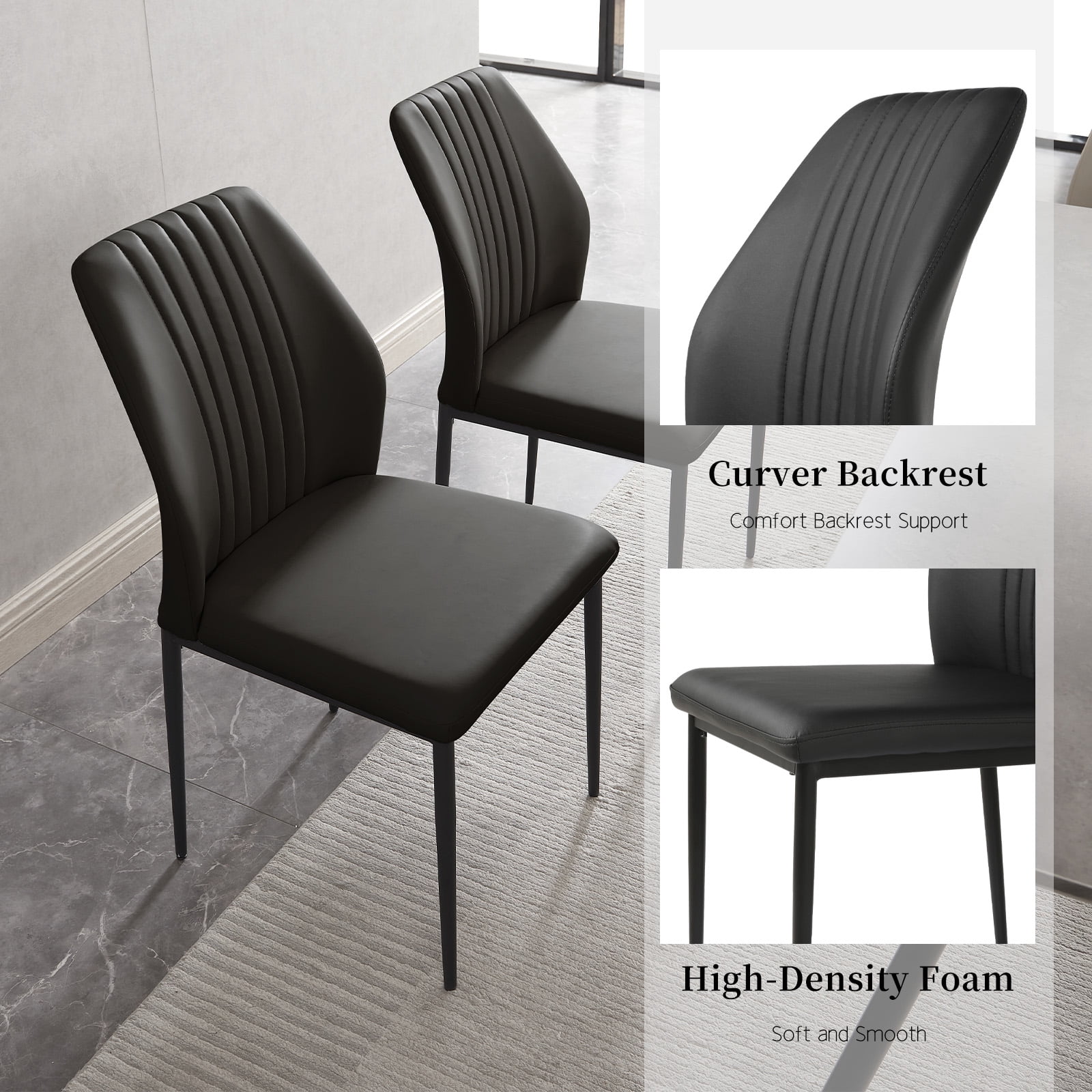 5 Piece Dining Table Set, 42.9 Inch Modern Kitchen Dining Table and Leather Dining Chairs for Kitchen Dining Room (Table + 4 White Chairs)