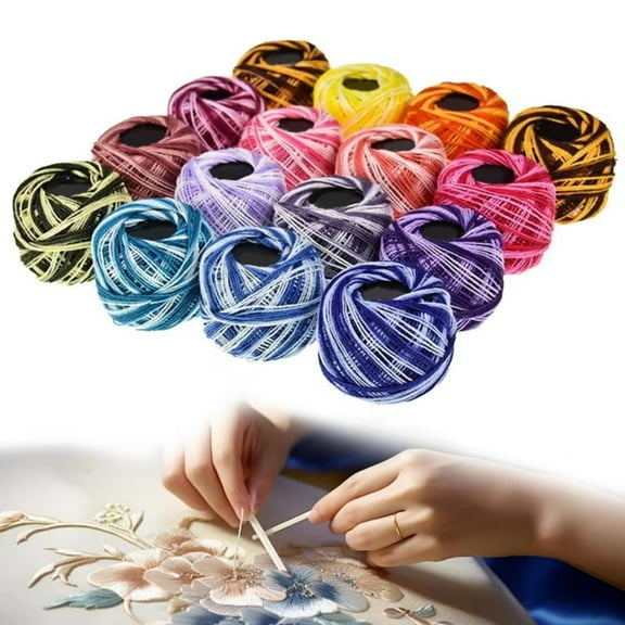 AIGIA 16 Rolls Cross Stitch Thread Crochet Thread Embroidery Thread Bracelet DIY Embroidery Thread Kit Embroideries Making