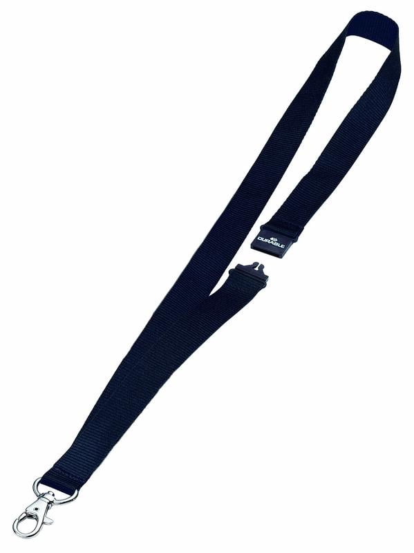 DURABLE Click Fold Badge Holders with 17" Black Lanyard, 2-1/4" x 3-1/2", Clear, Pack of 10 (821719)