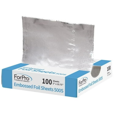 ForPro Professional Collection Embossed Foil Sheets 500S, Aluminum Foil, Pop-Up Dispenser, for Hair Color Application and Highlighting Services, Food Safe, 5” W x 10.75” L, 100-Count