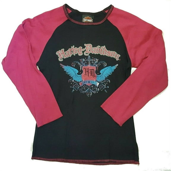 Harley-Davidson Girls Raglan Long Sleeve Logo T-Shirt, Big Girls 10-12