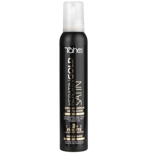 Tahe Botanic Satin Keratin Gold Hair Styling Mousse for Dry or Damaged Hair, 200 ml (Hold Level 5)