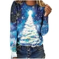 thumbnail image 6 of Craaazy Christmas Shirts for Women Crew Neck Long Sleeve Womens Tops Colorful Xmas Print Blouse Gifts for Women, 6 of 9