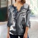 thumbnail image 1 of ICHUANYI Clearance Fashion Women's Summer V-Neck 3/4 Sleeve Print Casual T-shirt Blouse(Black, S) ICHUANYI WER2023081004414, 1 of 5