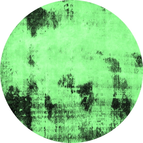 Ahgly Company Indoor Round Abstract Emerald Green Modern Area Rugs, 6' Round