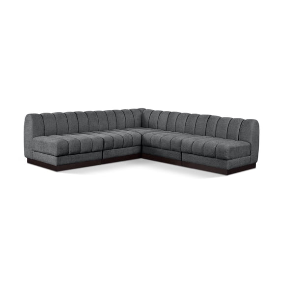 Meridian Furniture Quinn 98.5" 5-Piece Fabric Modular Sectional in Dark Gray