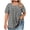 Gray, variant on Plus Size Tops for Women Polka Dot Round Neck Short Sleeve Button Up Pleated Casual Blouse, Red XXL