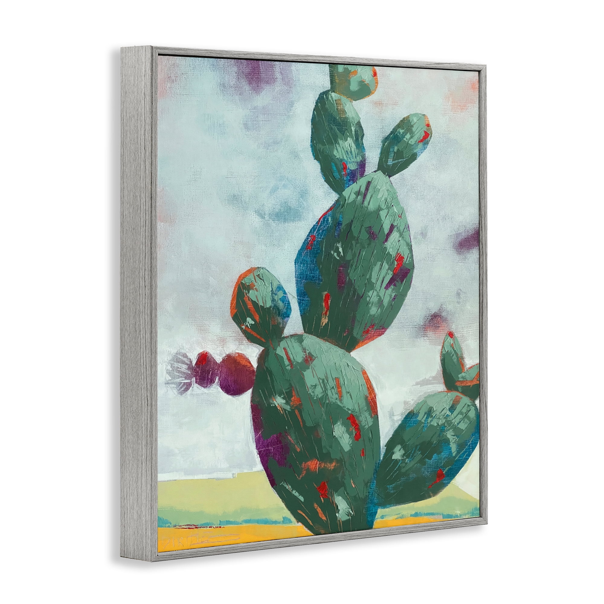 Stand Tall Rounded Cacti Gray Framed Giclee Art, design by Dianna Fritzler