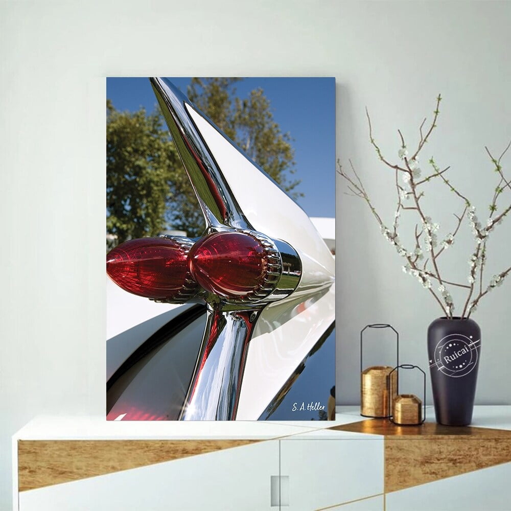 Classic Cadillac Fin By Photographer Steven A. Heller - 14"X14" Canvas