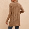 thumbnail image 4 of Defitshape Women's Long Sleeve Cardigan Sweater Crochet Knit Long Top Soft Cut Out Spring Open Front Stretch Knit Loose Knitwear Brown Medium, 4 of 4