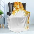 thumbnail image 4 of Autumn Soft Flannel Fleece Throw Blanket, Maple Leaf Branches in Fall Season Environment Themed Digital Design, Cozy Plush for Indoor and Outdoor Use, 60" x 80", Yellow Orange and Brown, by Ambesonne, 4 of 5