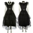 thumbnail image 2 of Wednesday Adams Family Cosplay Ball Black Dress Performance Dress(dress + Belt + Decorative Belt) zhangyuxiang LED, 2 of 2