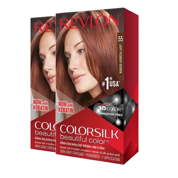 Revlon ColorSilk Beautiful Color Hair Color - Light Reddish Brown,2pk