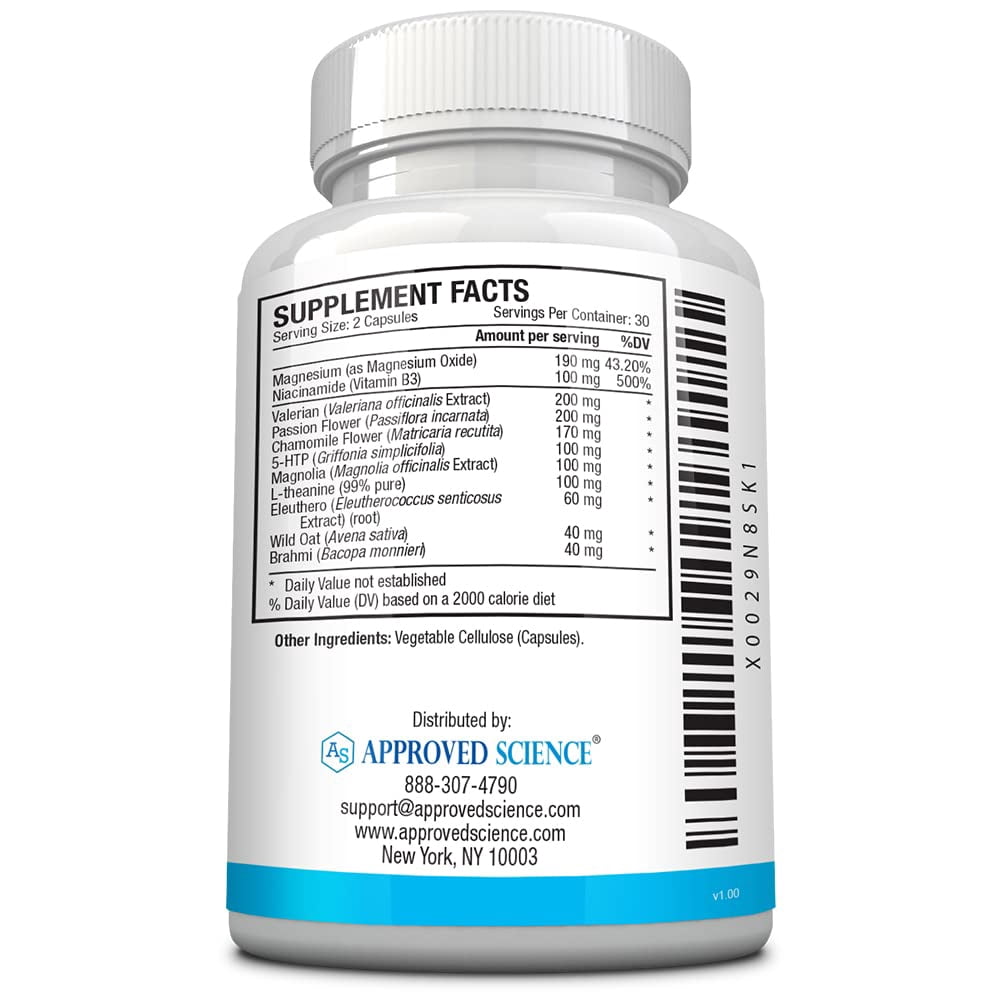 Approved Science Anxietex - Calm and Relaxation - L-Theanine and Magnesium - 60 Capsules - Vegan Friendly - 1 Month Supply