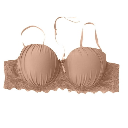 Special Offer Act Now: Sexy Bra Underwire Unlined Plus Size Seductive Comfort W/Lace Unlined Bare SOPATENOR Khaki 36