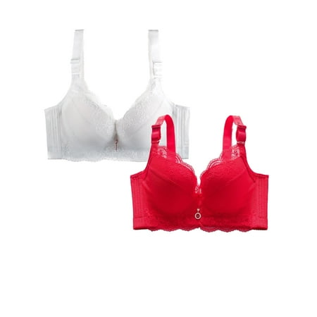 HCURIBAD Clearance! Bras for Women  Pack of 2 Sports Bra Women s Breathable Plus Size Lace Bra Womens Bras Sexy Wireless Bras for Women  Push up Bra  Bra Pack 2Pcs Underwear Pink XS