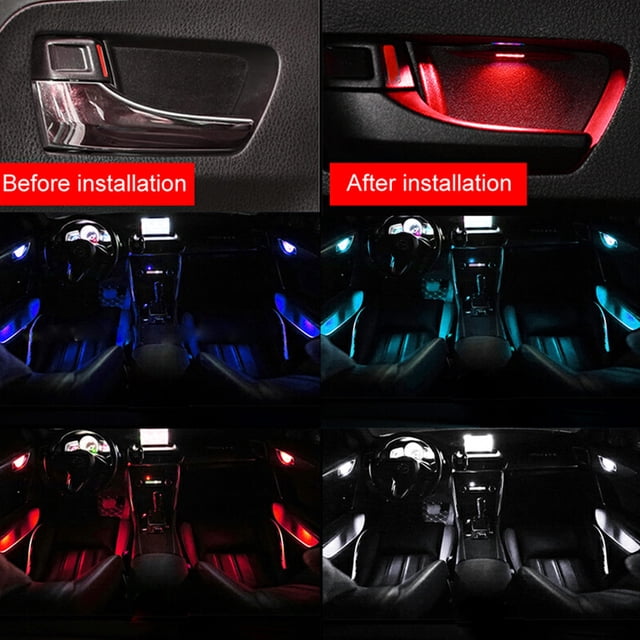 4pcs Universal Car Door Handle Armrest LED Light Interior Atmosphere Lamp Automotive Accessories