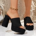 thumbnail image 5 of SACFOF Women's Chunky Platform Sandals Block Heel - Slip On Elastic Band Dressy Shoes Square Toe Comfort Soles, 5 of 6