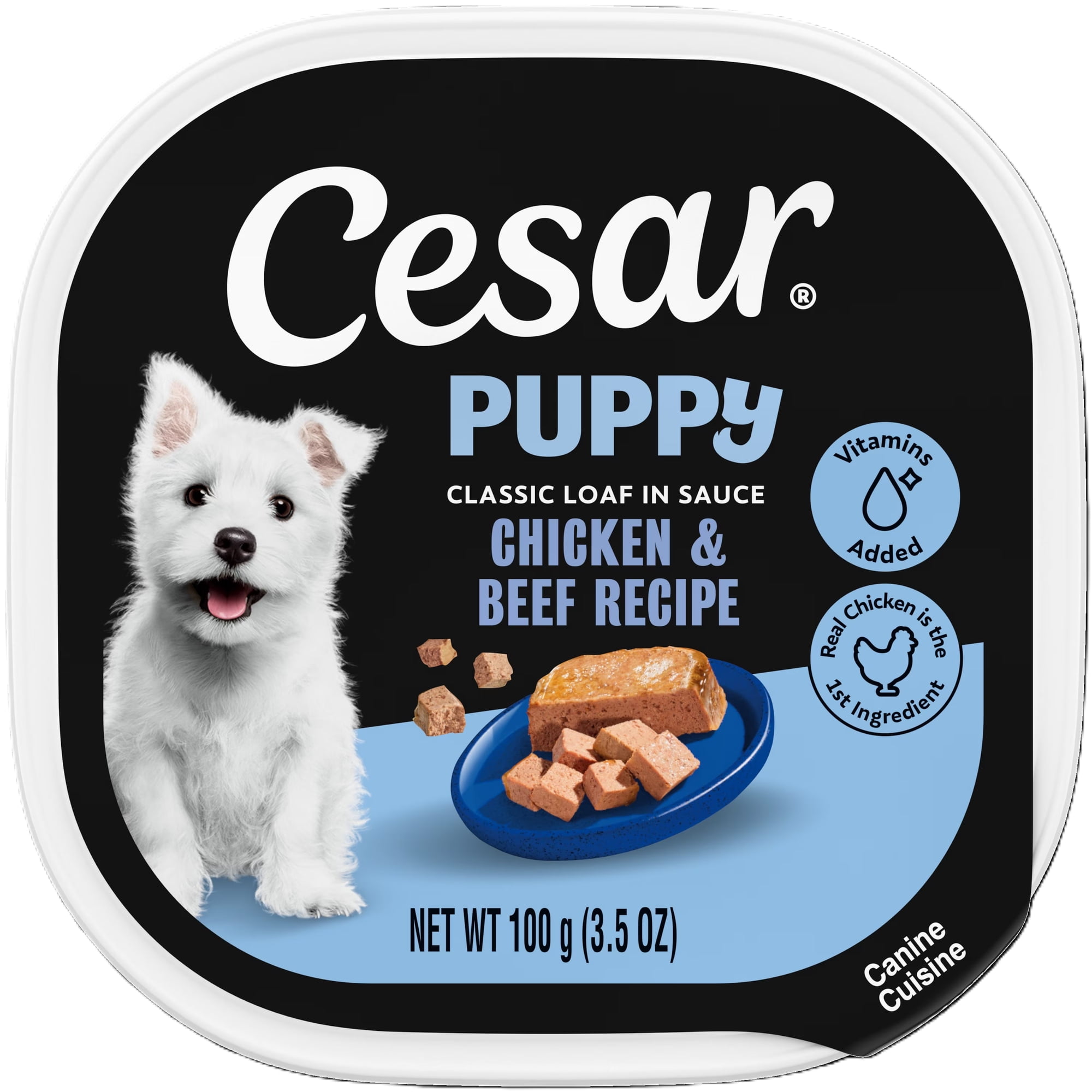 Cesar Classic Loaf In Sauce Chicken And Beef Recipe Wet Dog Food For Puppies, 3.5 Oz Tray