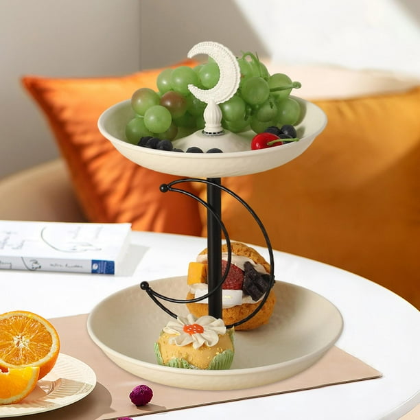 Frutero de 2 niveles, moderno soporte de hierro para postres, bandeja para aperitivos, postres, verduras, bodas, encimeras.