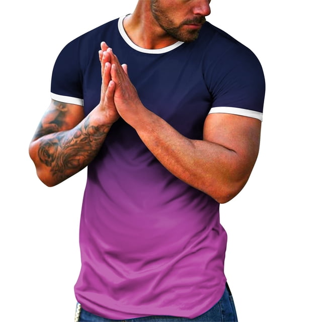 Ketyyh-chn99 T-Shirts Grande Taille pour Hommes Chandail pour Hommes Col Rond Confortable Coton Coupe Décontractée T-Shirts Amples pour Hommes T-Shirt Classique Doux Violet,2TG