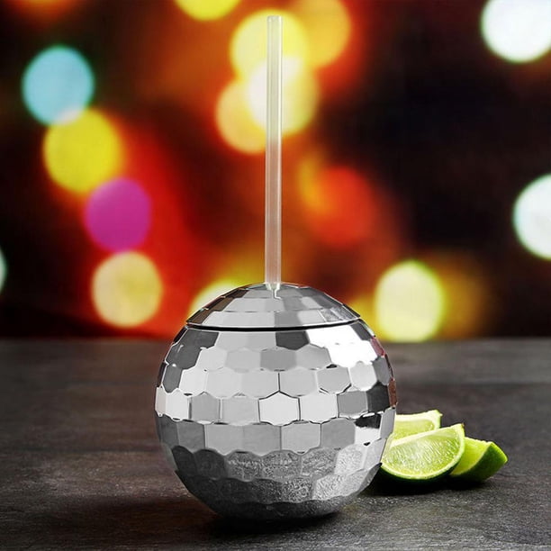 Gobelets à Cocktail En Forme De Boule Disco Argentée - Avec Couvercle, Parfaits Pour Bars, Fêtes, Soirées