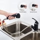 thumbnail image 2 of Grifo mezclador de cocina extensible con 2 salidas de agua moldeadas, cromado negro, rotación de 360°, grifo mezclador de cocina monomando para agua fría y caliente, 2 of 5