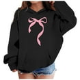thumbnail image 2 of NAFUU Girl's Bow Hoodies Long Sleeve Hooded Sweatshirt Bow Graphic Hoodie Cute Pullover Tops Casual Preppy Sweatshirts Fashion Clothing 3-4 Years, 2 of 7