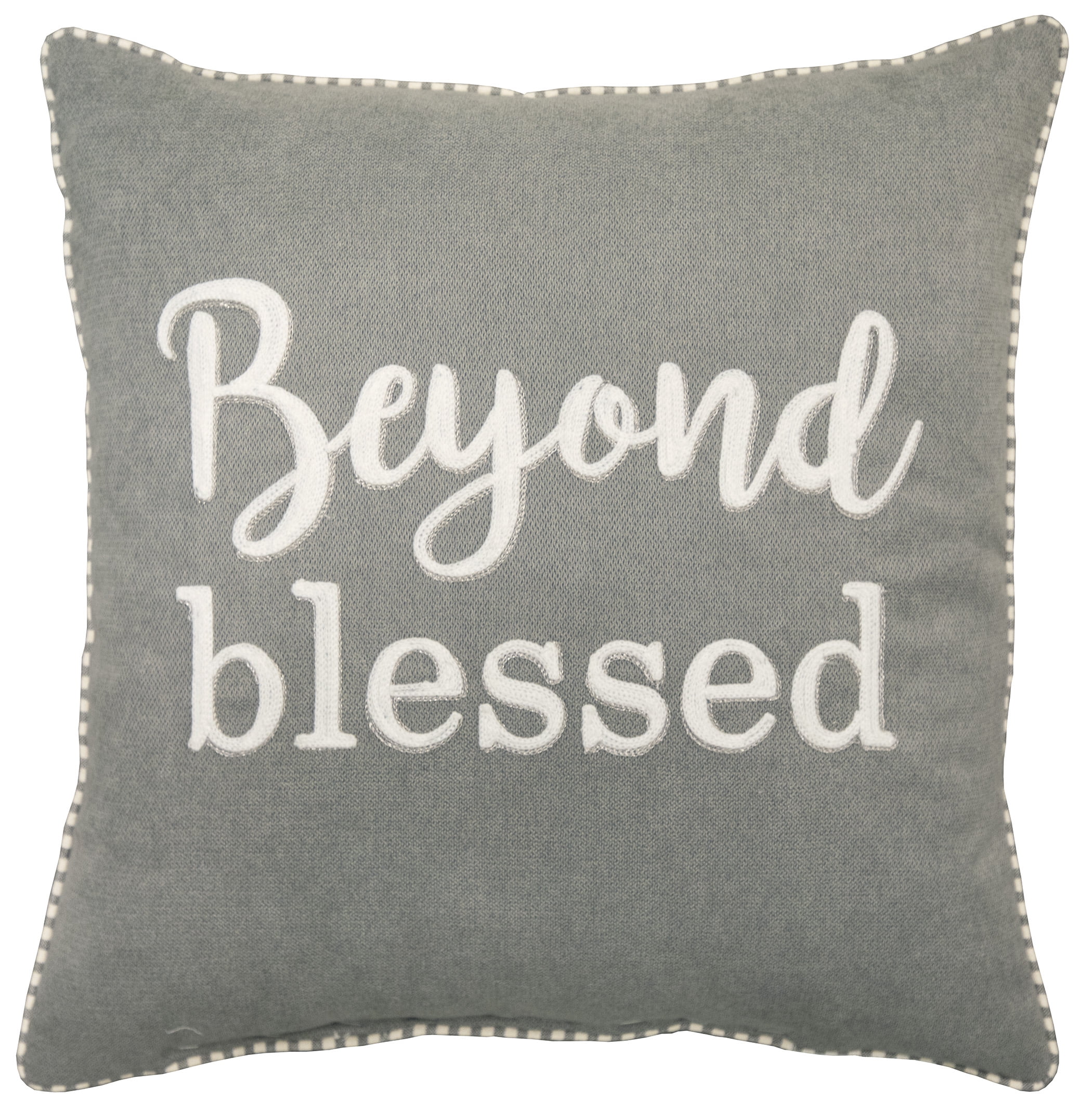 Mainstays Decorative Throw Pillow, Beyond Blessed Sentiment, Square, Grey, 18" x 18", 1Pack