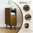 thumbnail image 2 of Pusnapku Nightstand Set of 2, Narrow Bedside Table with Drawers, Open Storage, Mid-Century Wooden End Table, Accent Cabinet for Bedroom, Living Room, 2 of 9