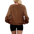 thumbnail image 4 of Womens Long Sleeved Oversized Sweatshirt Casual V Neck Lace Lantern Cropped Loose Fit Fall Pullover Tops, 4 of 5