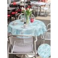 thumbnail image 5 of Outdoor Tablecloth with Umbrella Hole for Patio/Picnic/Party/Camping, Ocean Shells Waterproof Table Cloth Round Cover Washable, Teal Green Summer Coastal Starfish Conch (Dia 54"), 5 of 9