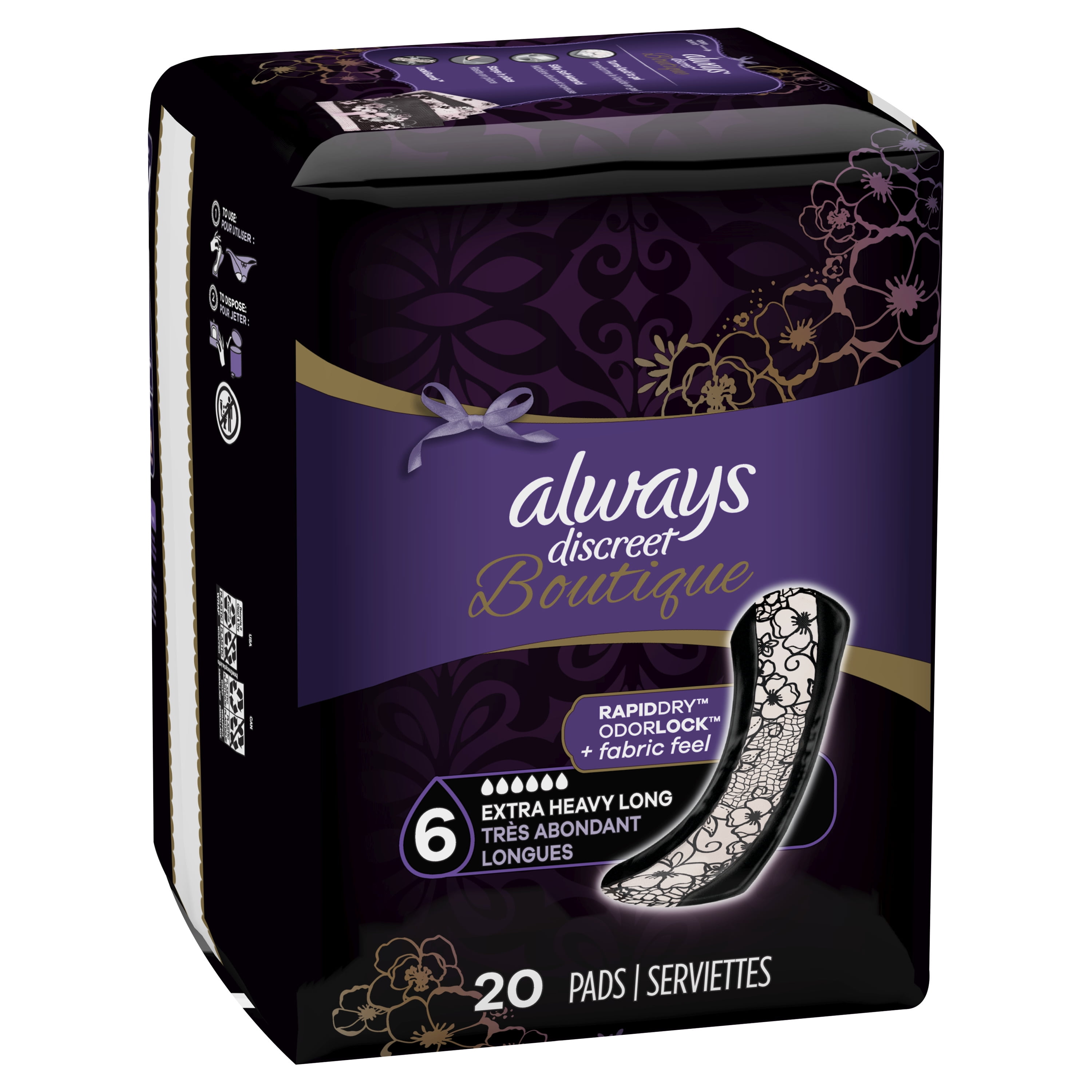 Always Discreet Boutique Incontinence Pads, Moderate Absorb, 144 ct 