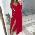 thumbnail image 3 of Women Deep V Neck Dress Slim Beautiful Long Sleeve Club Party Evening Dress For Women Lady New, 3 of 4