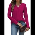 thumbnail image 3 of Camisas Elegantes de Textura para Mujer, de Algodón Básico con Rayas en las Axilas - Sudadera con Capucha Rosa Roja L, 3 of 8