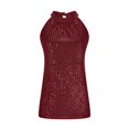 thumbnail image 5 of HongQid Womens Sparkly Sequin Tops Mock Neck Blouse Sleeveless Shiny Tank Top Sleeveless Glitter Outfits Party Shirt, 5 of 9