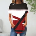 thumbnail image 1 of Blouses pour Femmes, T-Shirt Mode Patchwork Col Rond Manches Courtes Ample, 1 of 3