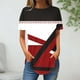 thumbnail image 2 of Tops de Algodón para las Mujeres Patchwork Impresión Cuello Redondo Suelto Tee, Imitación Algodón Tops Cortos para las Mujeres, 2 of 3