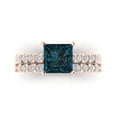 thumbnail image 2 of Clara Pucci 14K Rose Gold Princess Cut 2Ct Natural London Blue Topaz Engagement Ring + Matching Band - Luxury Box Included, 2 of 7