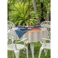 thumbnail image 3 of Outdoor Tablecloth with Umbrella Hole for Patio/Picnic/Party/Camping, Abstract Art Sun Waterproof Table Cloth Round Cover Washable, Modern Art Orange Round Rustic (Dia 54"), 3 of 8