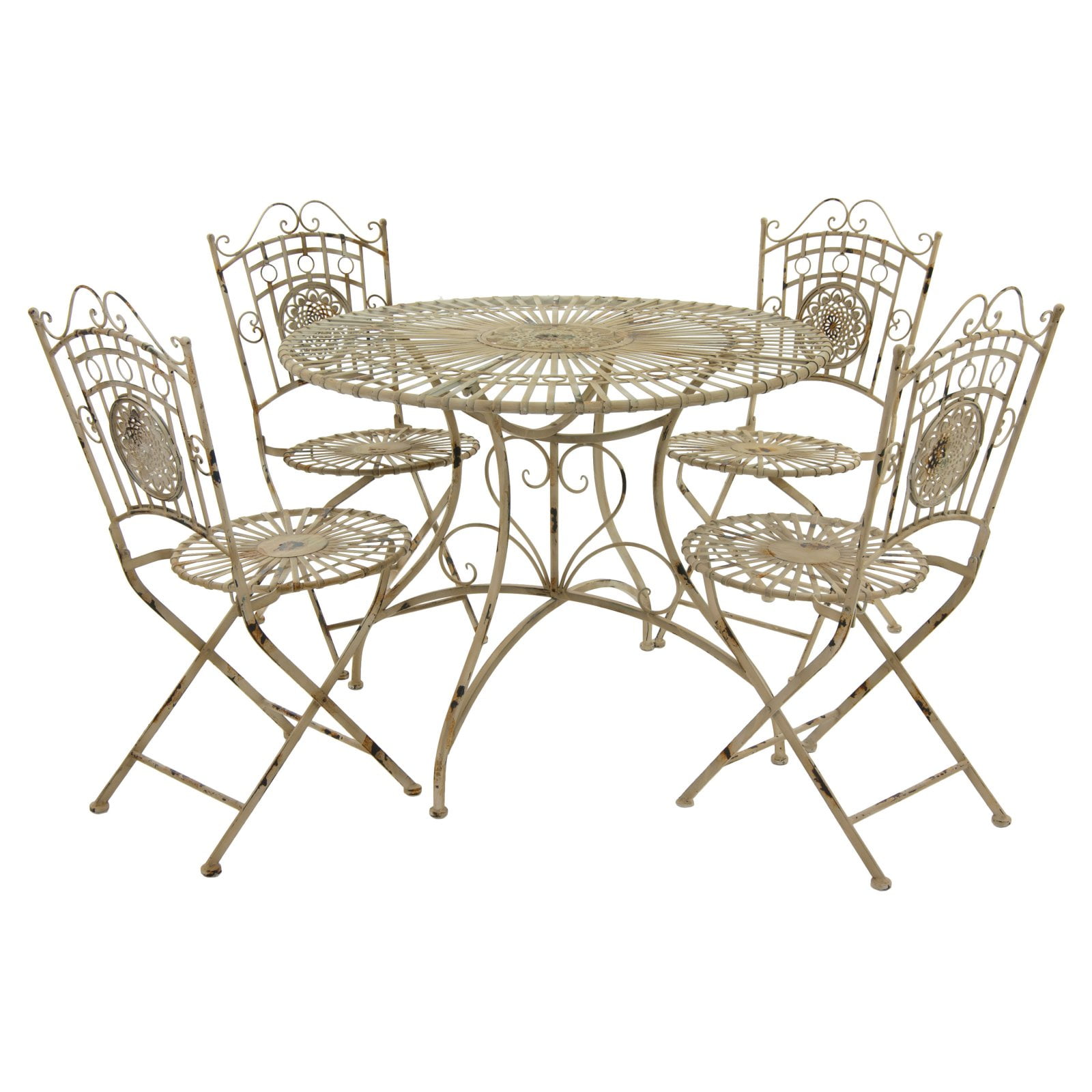 Oriental Furniture Rustic Wrought Iron 5 Piece Patio Dining Set