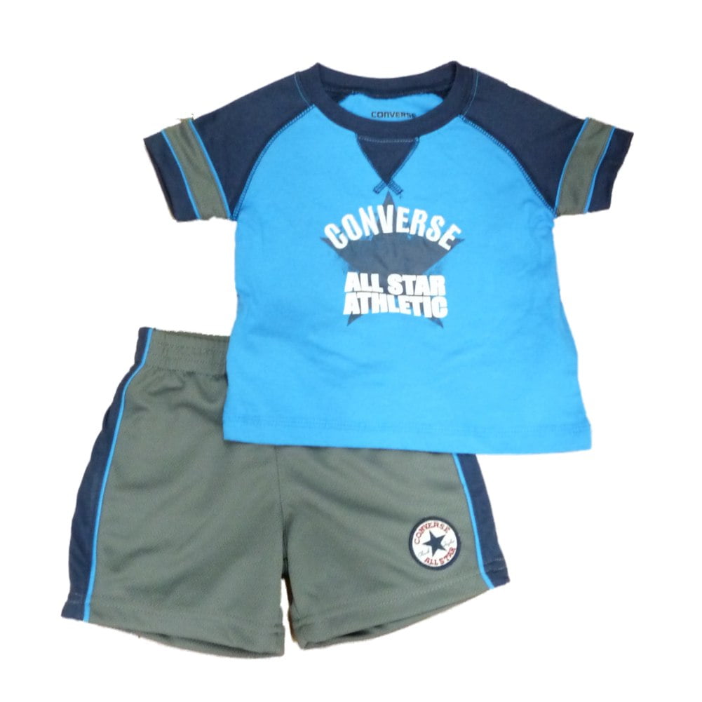 Converse - Converse Infant Toddler Boys 2 Piece Blue T-Shirt Athletic ...